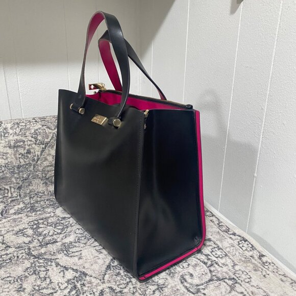 Kate Spade Arbour Hill Kyra Sweetheart Handbag in Black and Pink - Picture 3 of 7
